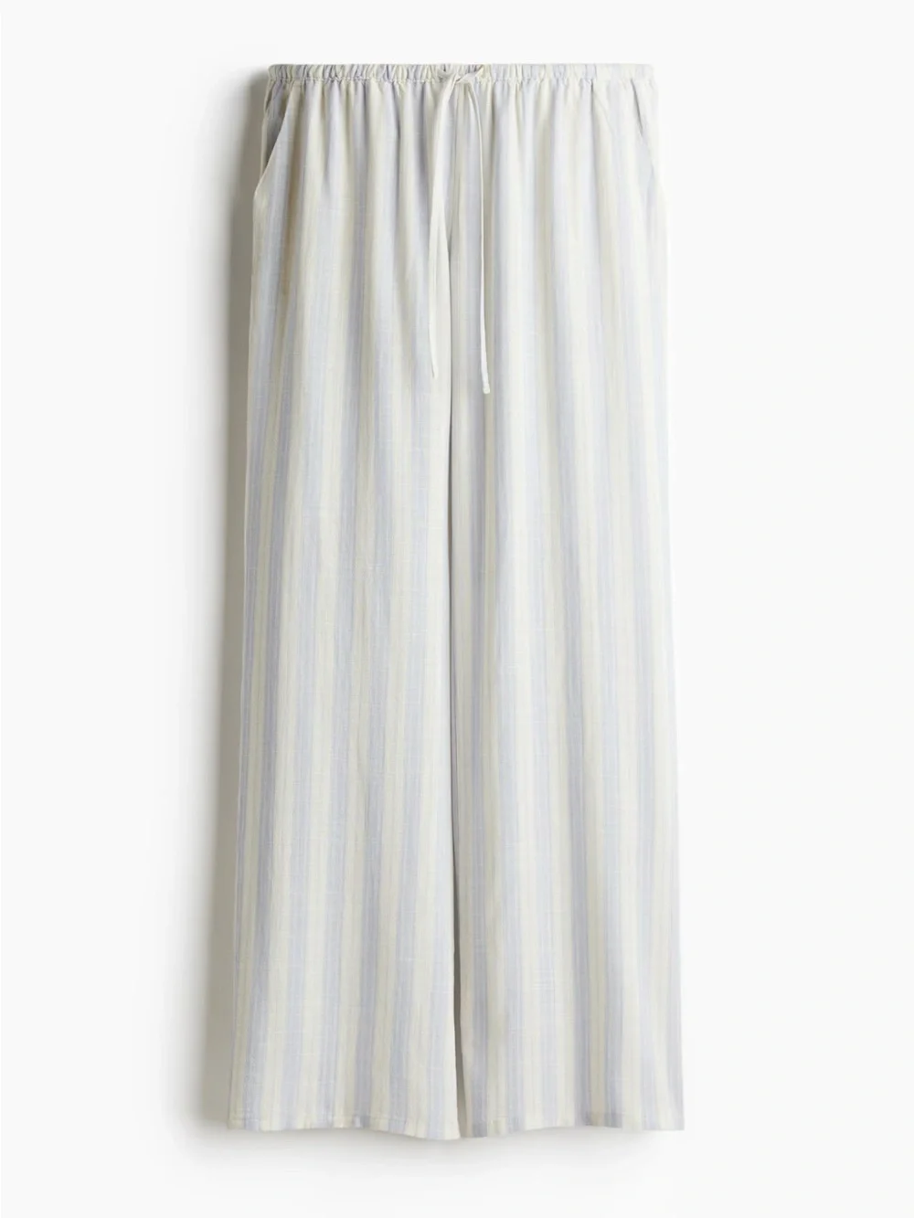 H&M Women’s Wide-Leg Striped Linen Blend Pants - Light Blue & White sz XL